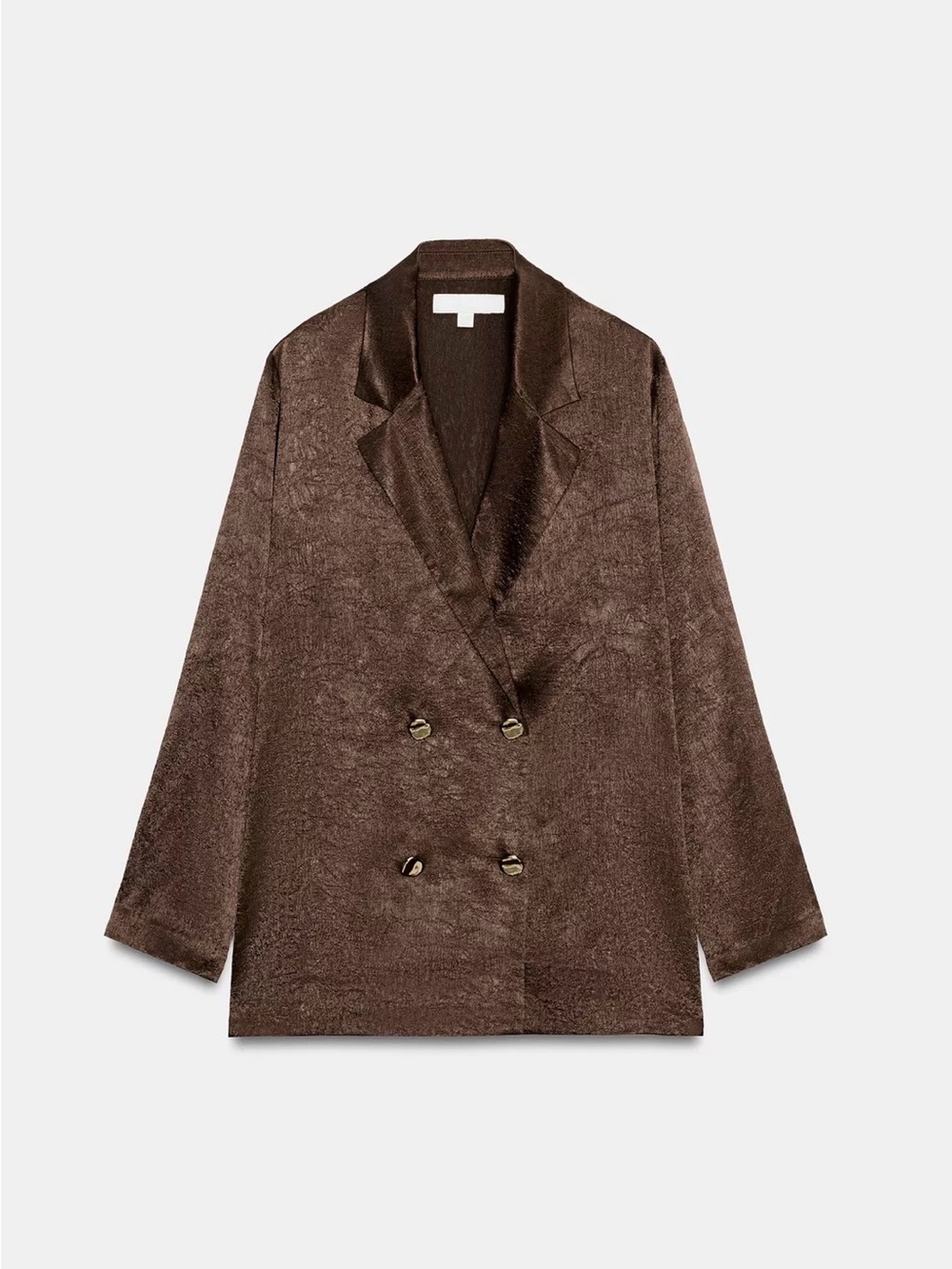 Zara Brown Double-Breasted Velvet Blazer